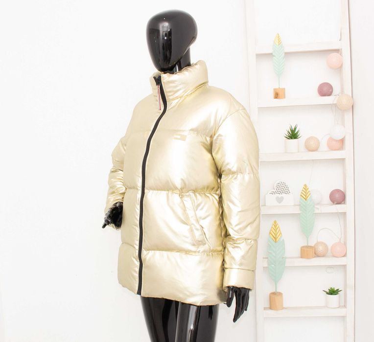 Tommy Hilfiger Icons Gold Puffer дамско яке златно пълнеж пух RARE S