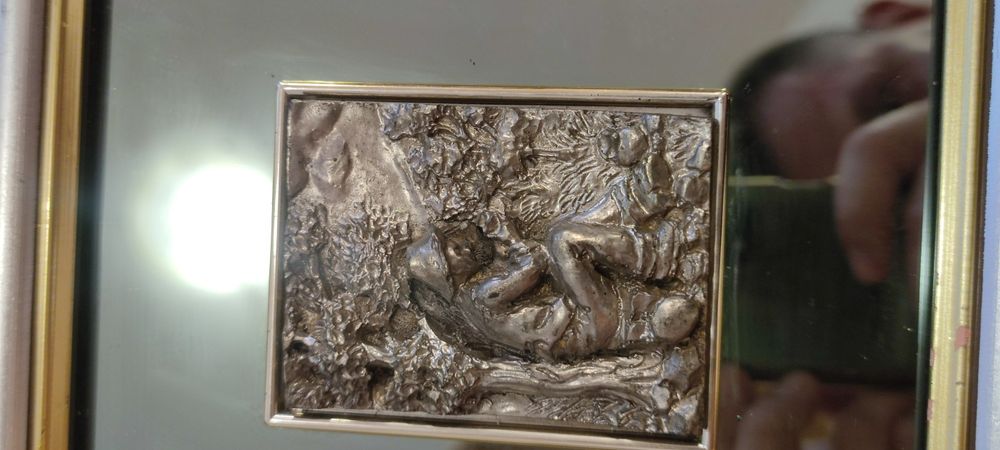 Set tablouri argint rama lemn cu oglinda