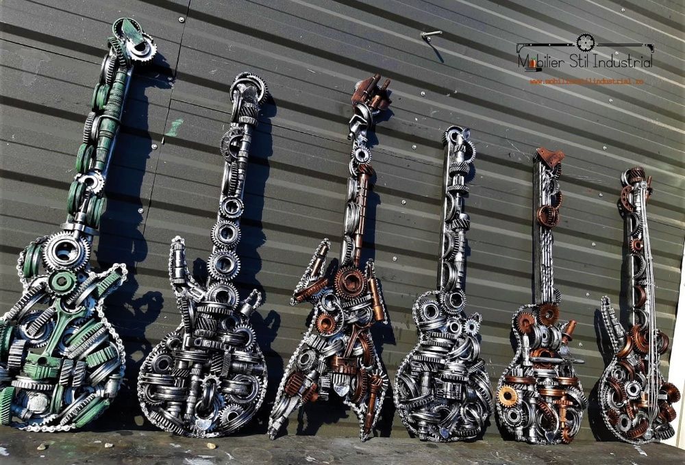 Scultpura Chitara ,obiect decorativ STIL INDUSTRIAL ,steampunk