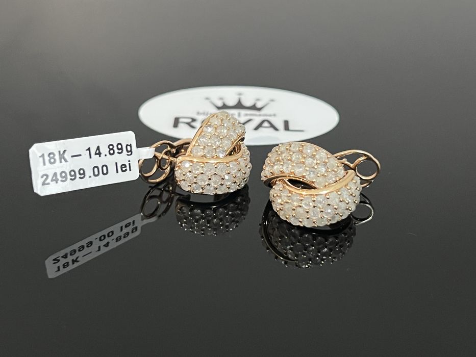 Bijuteria Royal CB : Cercei cu diamante aur 18K 750 14,89 grame