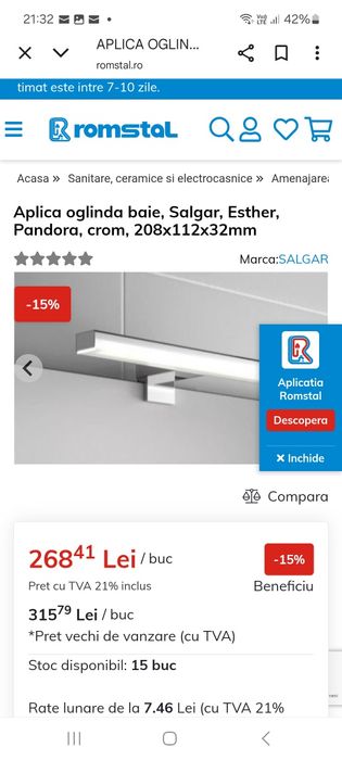 Lampa led oglinda SALGAR PANDORA 28