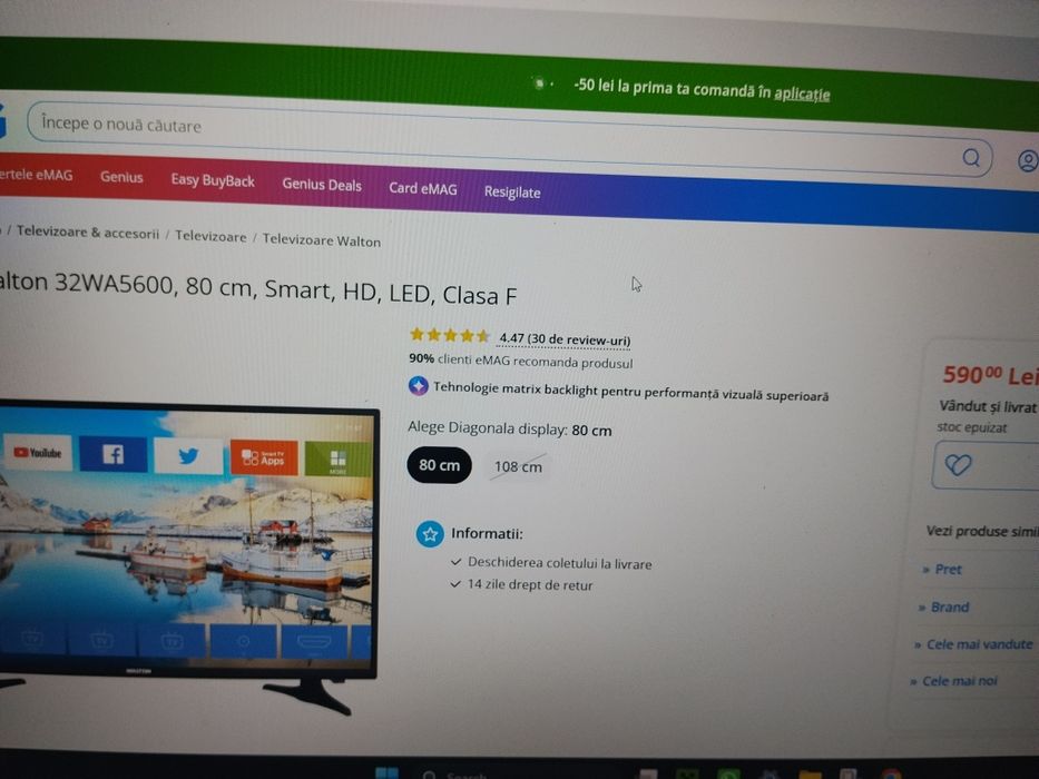 Smart TV Walton stare foarte bună