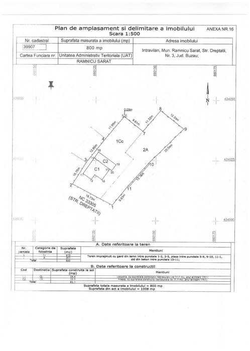 Casa de vanzare ,800 mp. teren str. Dreptatii  Rm. Sarat