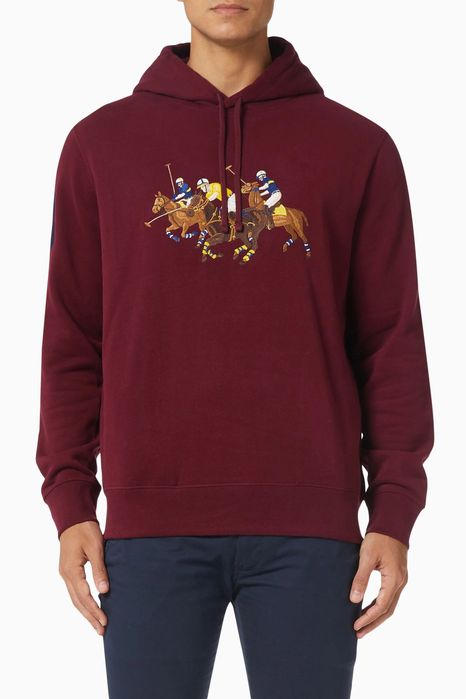 Мъжко горнище : POLO By RALPH LAUREN Triple Pony Embroidered Hoodie in Cotton Blend Fleece