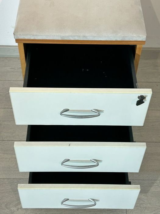 Rollbox cu 3 Sertare, Taburet; Mic Dulap Birou; Comodă; Casetieră; Noptieră