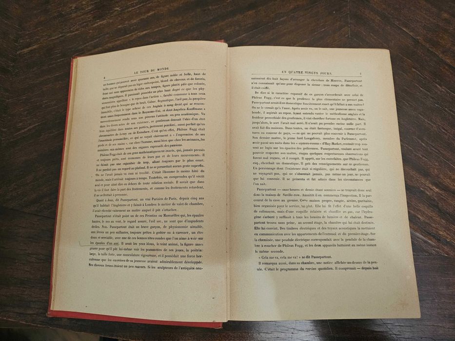 1925 Jules Verne – Ocolul Pământului în 80 de zile – ediție franceză Hachette, ilustrată, copertă cartonată (hardcover)