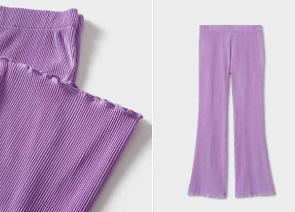 Set Mango - Bluza plisata cu volane si pantaloni, culoare violet, lila