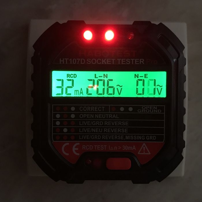 Тестер за контакти HT107D / RCD тест / Цифров дисплей / 48-250 V