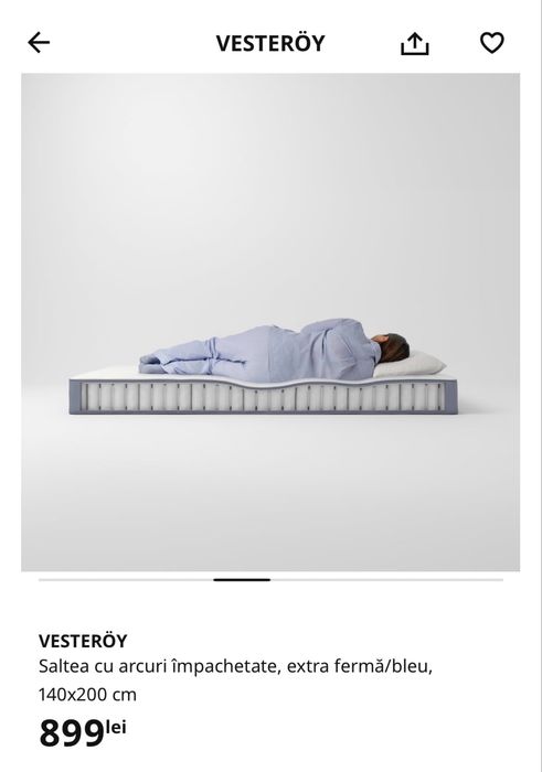 Vand saltea NOUA 140x200, Vesteroy, Ikea