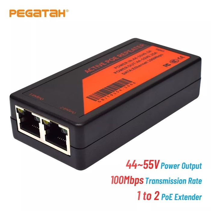 PoE удлинитель 1x2 100М, PoE адаптер, PoE Extender 1x2 100M
