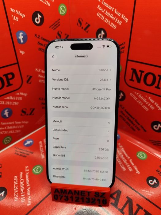 iPhone 17 Pro (256Gb/96Cicluri) Amanet SZ Non Stop