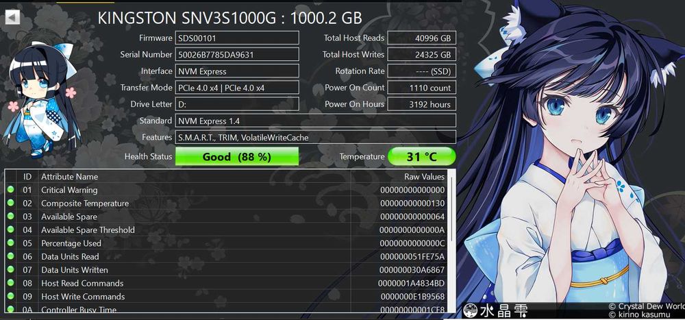 SSD Kingston NV3 1TB PCI Express 4.0 x4 M.2 2280