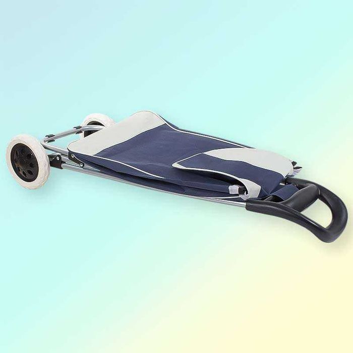 Пазарска чанта количка на колелца синя