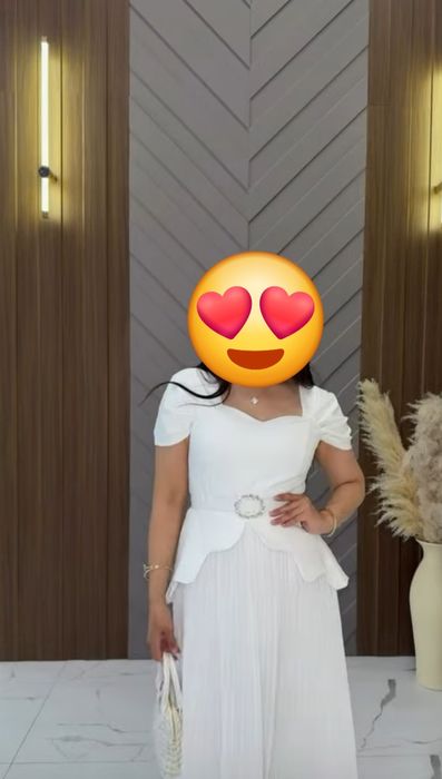 Платье б/у белое длинное