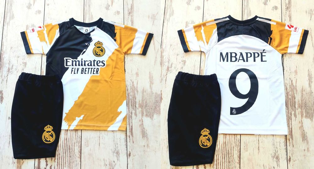 Екип Мбапе Бял и Златен GOLD Детски екип Реал Мадрид от 4 до16г Футбол