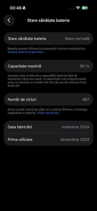 iPhone 16 Pro 128 gb natural titanium stare impecabila 10/10 baterie 90%