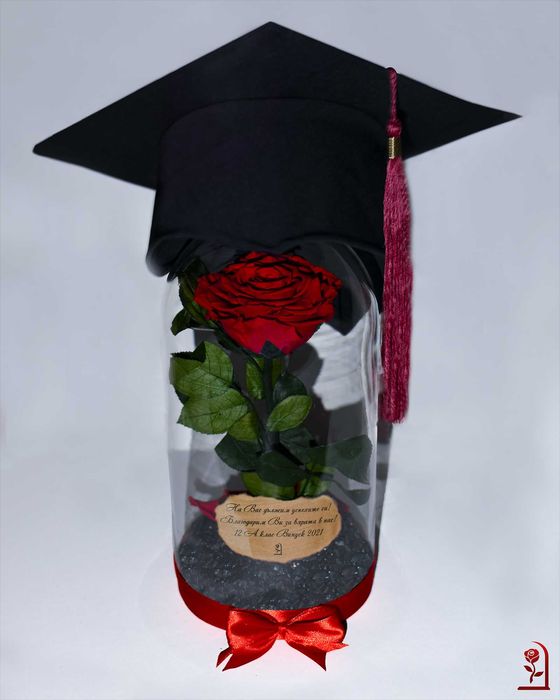 Жива Вечна Роза в ГОЛЯМА Стъкленица / Подарък за Рожден Ден на Жена