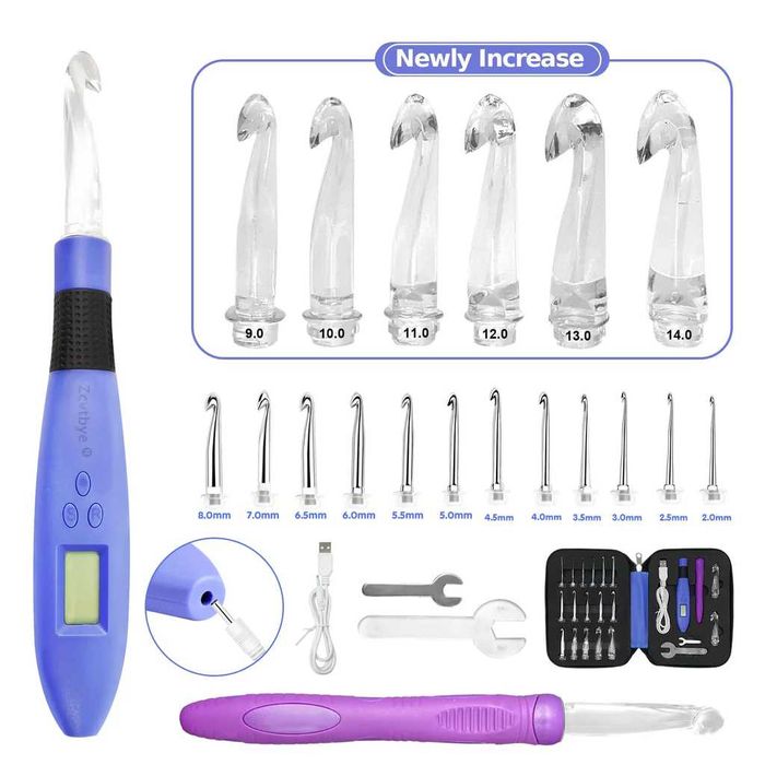 Set de croșetat 18 în 1 cu lumină LED