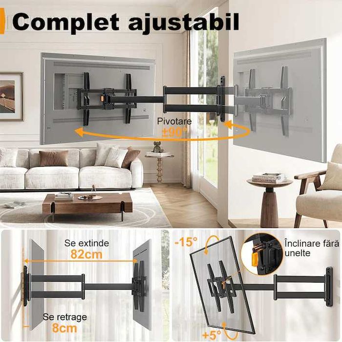 Suport TV de Perete,32-75 Inch(81-190cm),VESA 200x100-600x400, Max45kg
