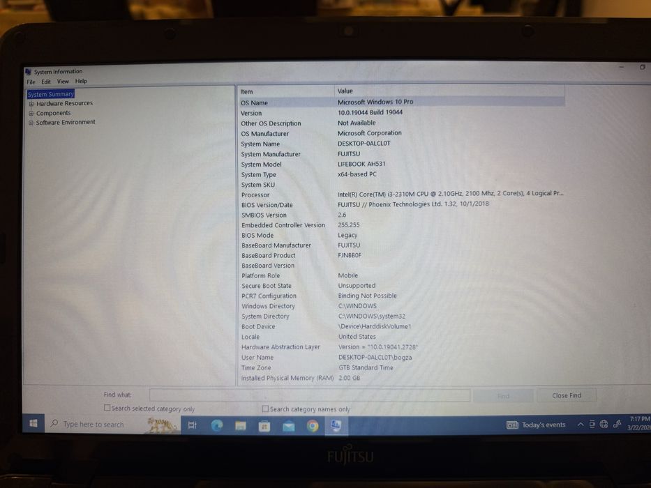 Vand laptop Fujitsu