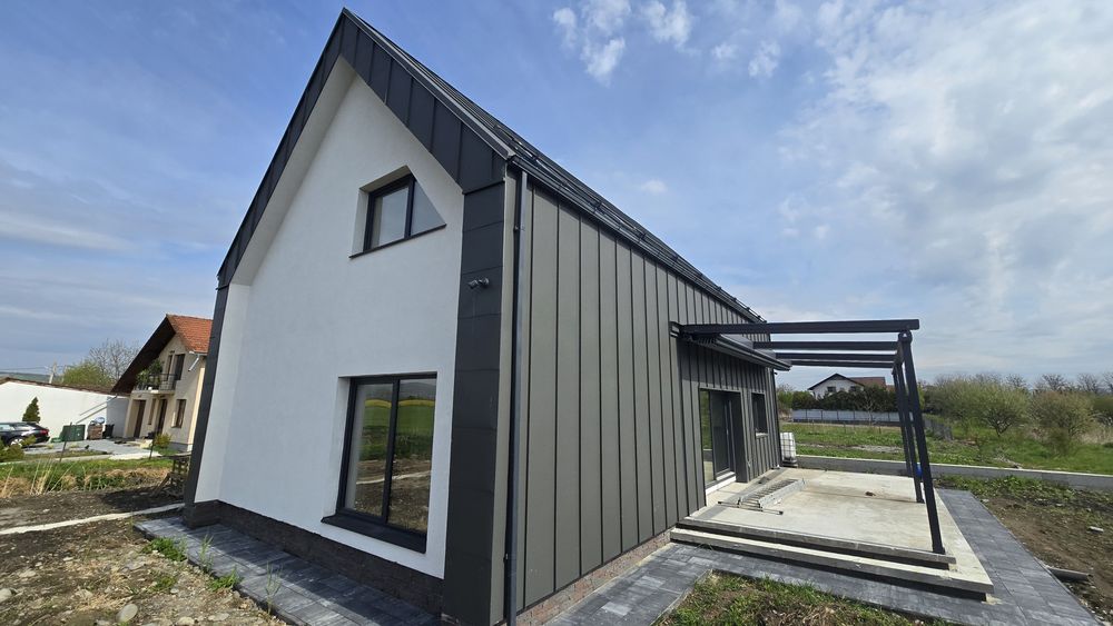 Casa premium eficienta energetic, proiect deosebit, 3 dormitoare, 140 mp utili cu 600 mp curte