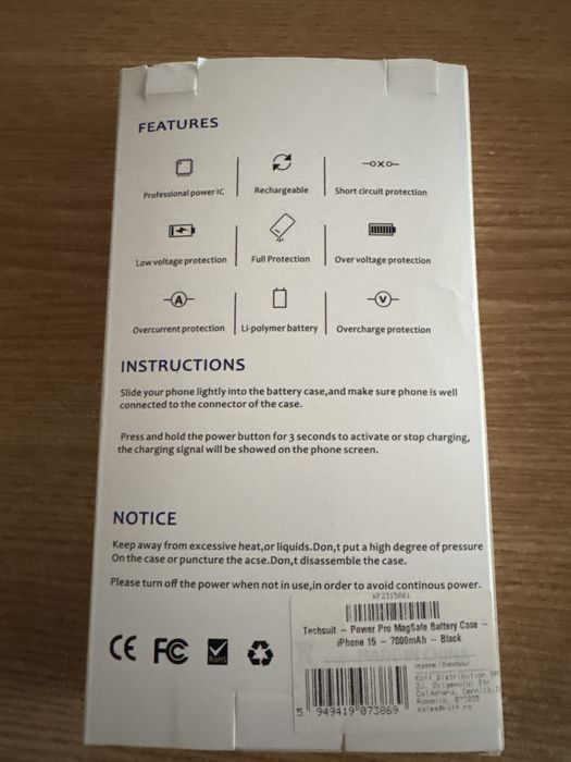 Baterie externa tip husa pentru iphone 15