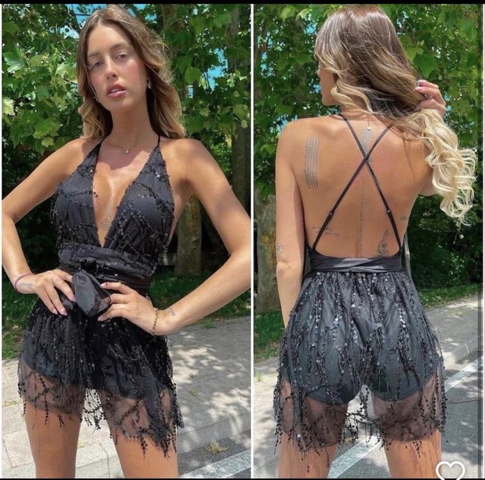 Черен къс гащеризон