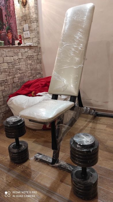 Скамья наклонная,трансформер.Гантели.