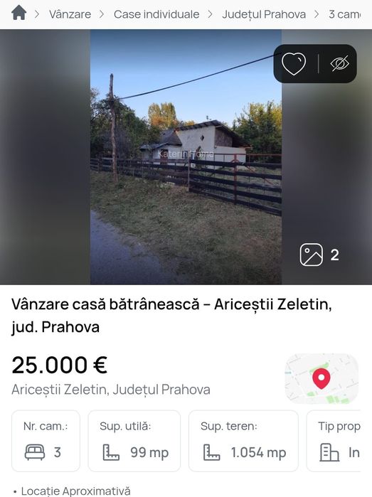 Ofer spre vânzare  casă bătrânească