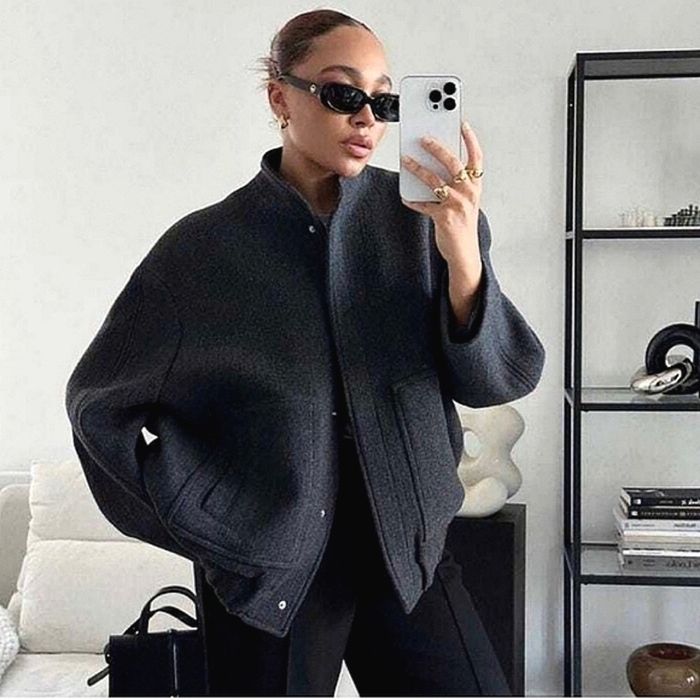 Palton bombar oversize din lână Zara