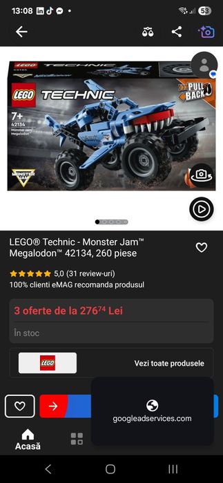 Vând Lego Technic Monster Jam Megalodon