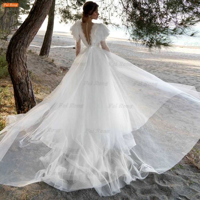 Rochie mireasa fabuloasa cu maneci bufante 36/S