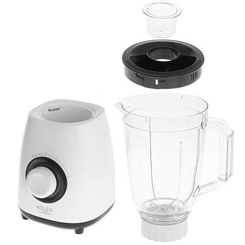 Blender Adler AD 4085, 1000 W, 2 viteze, bol 1,5 L, 4 lame inox, alb