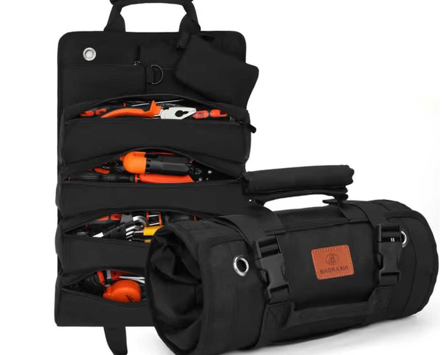 Organizator unelte roll-up compact, geanta scule pliabila, negru, nou