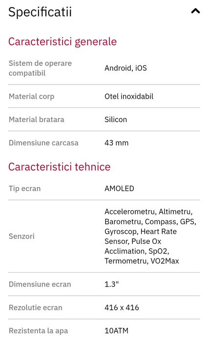 Garmin fenix 8 AMOLED 43mm – inox/Whitestone cu curea Whitestone