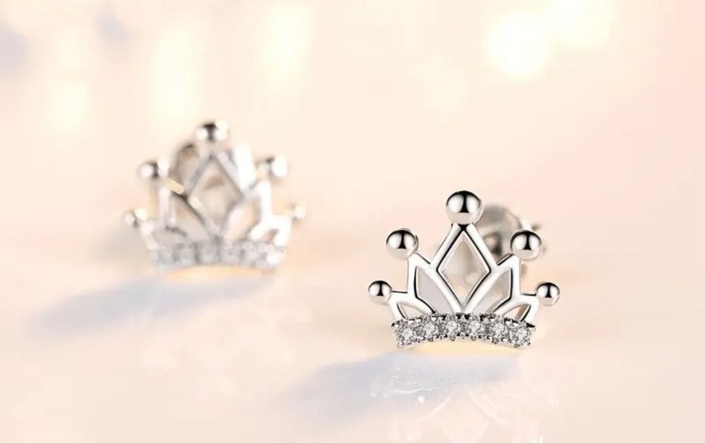 Сребърни обеци коронки