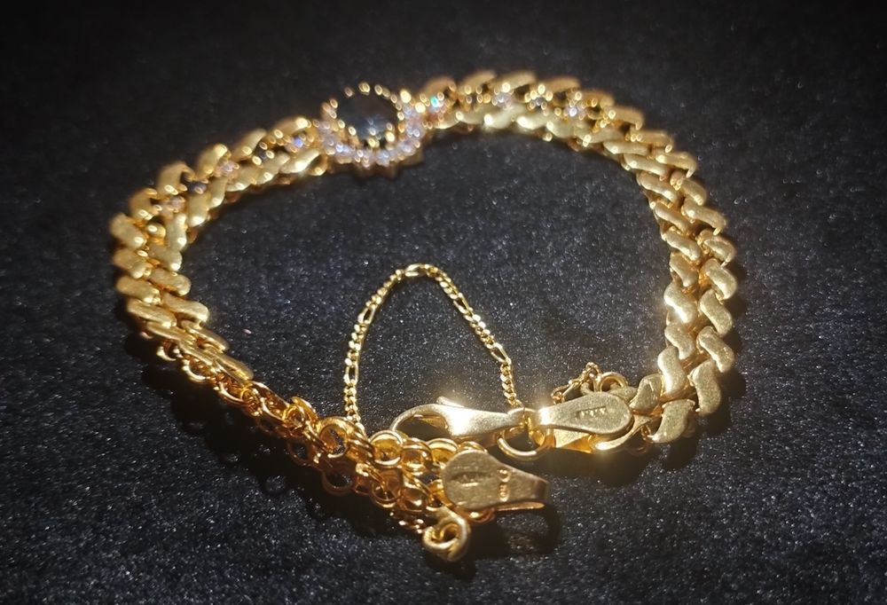 Brățară Aur 18K/13,11g Safire&Cubic Zirconia — Lucrătură italiană eleg