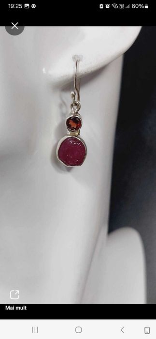 Set inel+cercei argint,rubin siși granat