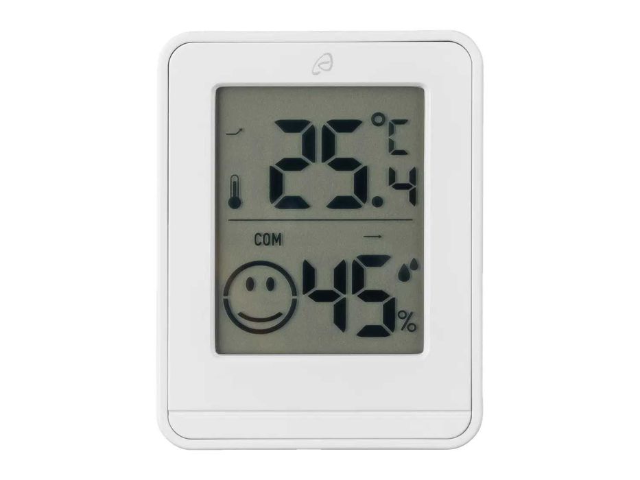 Set de 3 x termometru cu higrometru, AURIOL, culoare ALBA, nou, realizat in Germania, util in casa, birou, solarii, vitrine, etc.