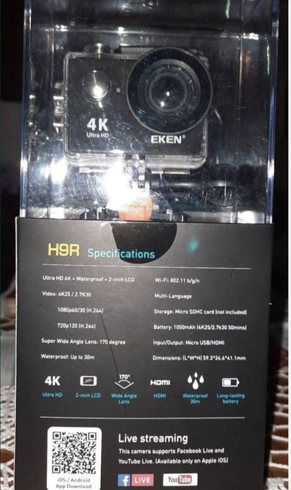 Camere foto EKEN H9R Wifi, 4K, TRA HD, Waterproof 30m, 12 MP

Camera