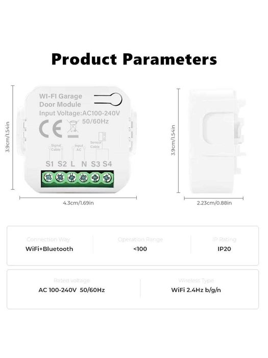 Умный Wi-Fi модуль для контроллеров гаражных ворот, Tuya / Smart Life
