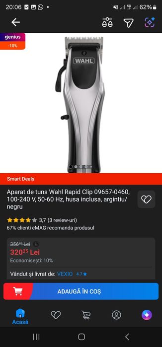 Aparat de tuns Wahl Rapid Clip 09657-0460 , 100-240 V