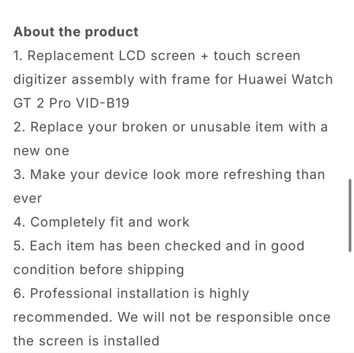 Ecran afisaj LCD din material safir original Huawei Watch GT 2 Pro