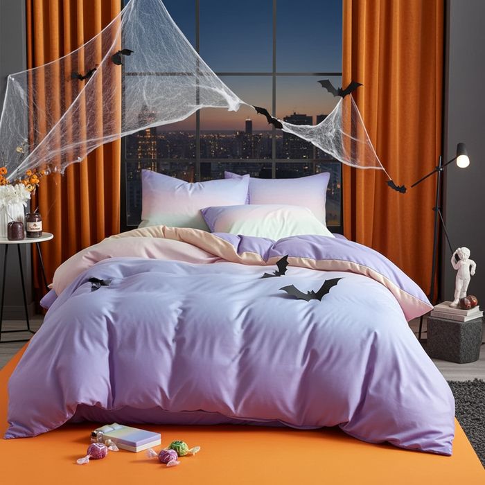 Lenjerie Pat Zeina Px038, Bumbac, 4 Piese, Cu Elastic, Albastru, Crem