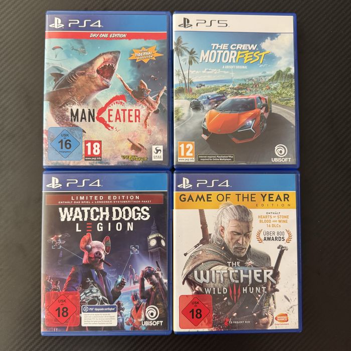 Maneater Man Eater The Crew Motorfest Watch Dogs legion The Witcher 3 Wild Hunt PS4 PS5