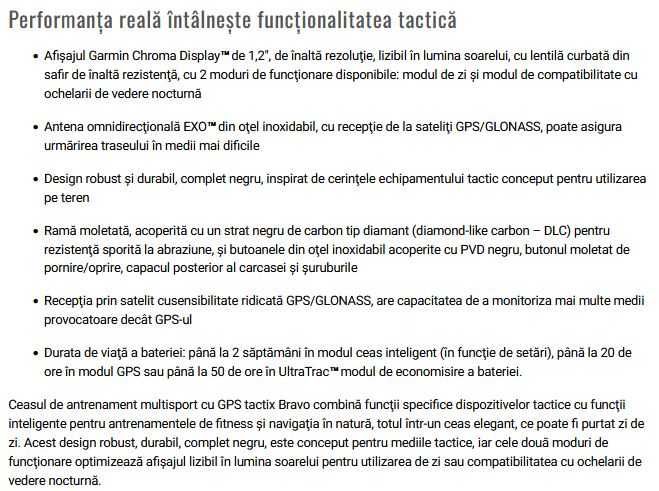 Ceas antrenament GARMIN Tactix Bravo - military style