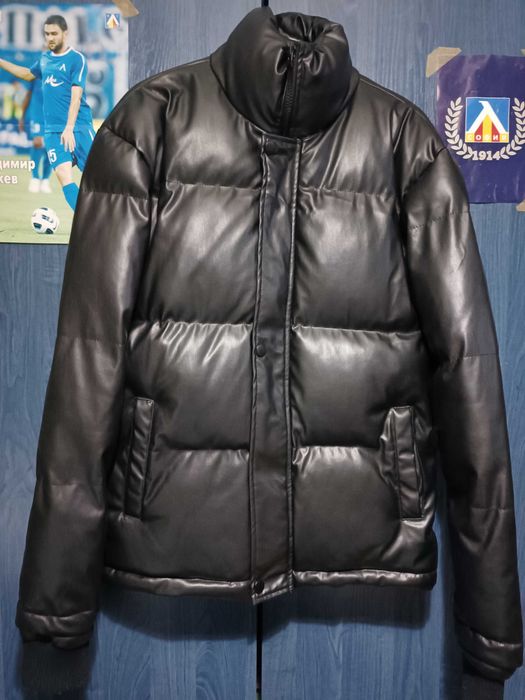 Мъжко зимно яке-черно, еко кожа