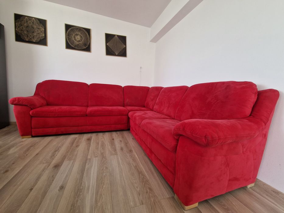 Colțar Extensibil Roșu - 260x260, Ladă Depozitare, Stare bună