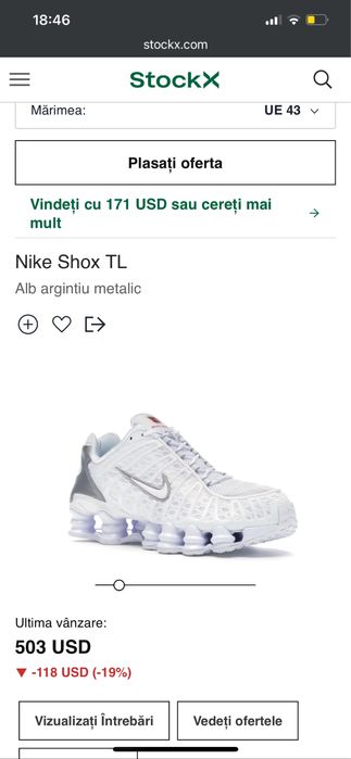 Nike Shox TL White Metallic Silver