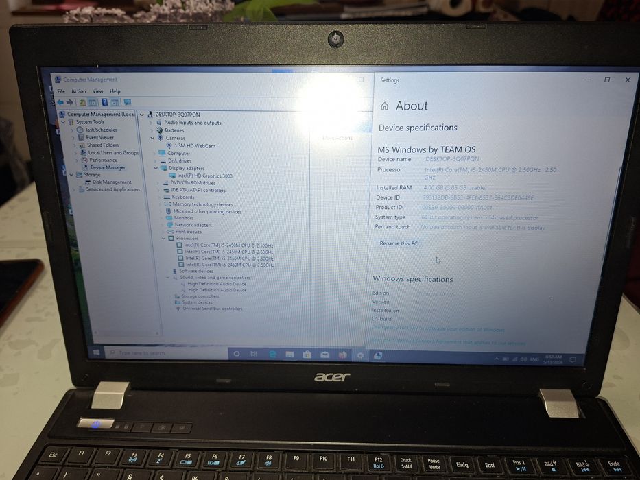 Acer TravelMate 5760, Intel i5, 500 gb, Windows 10+ Office